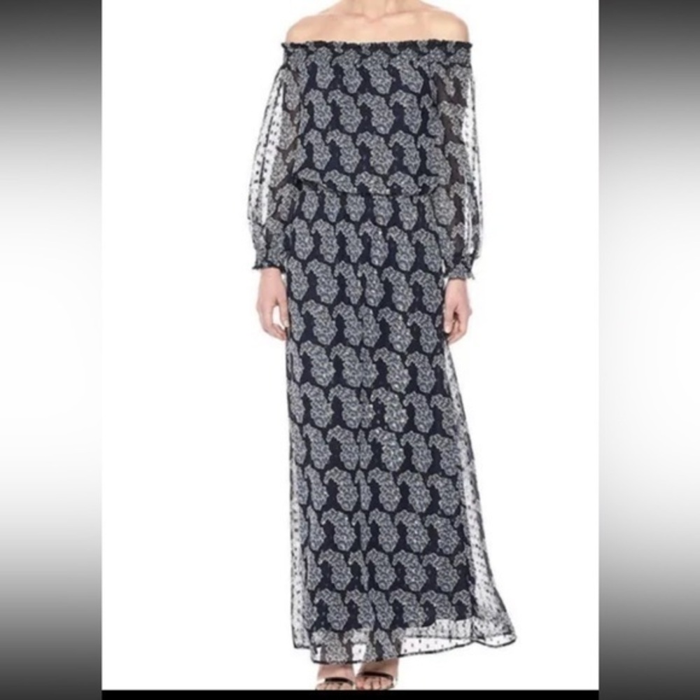Taylor  Off Shoulder Printed Maxi Dress